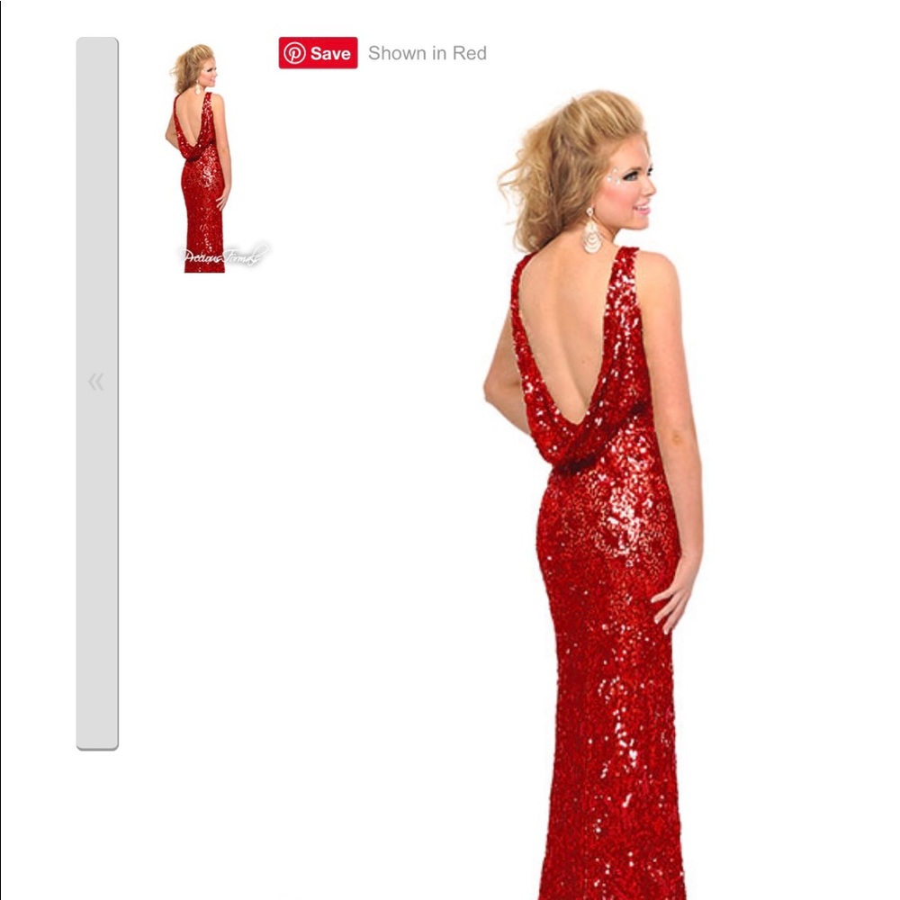 Long Red Sequined Formal Gown